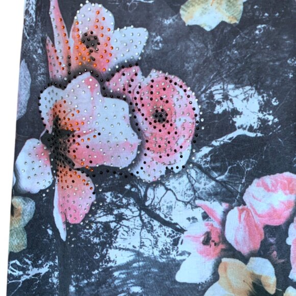 NWD - Floral Sleeveless Top - Black and Pink with rinestone details - Medium - Picture 2 of 8